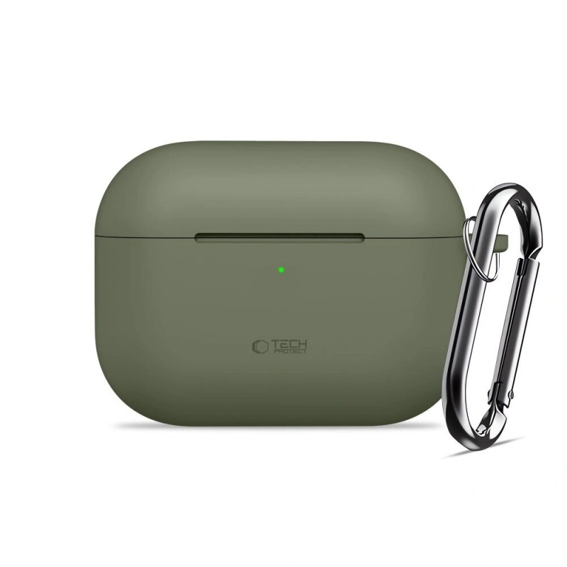 Capa Silicone Hook Tech-Protect para Apple AirPods Pro 3, verde-oliva