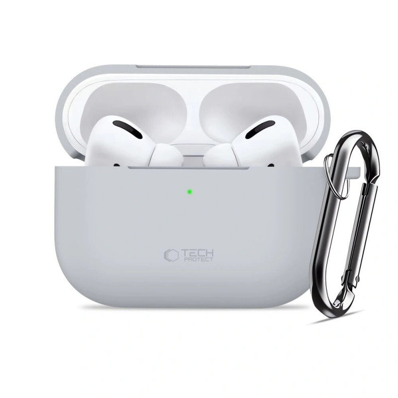 Capa Silicone Hook Tech-Protect para Apple AirPods Pro 3, cinzento Crayon