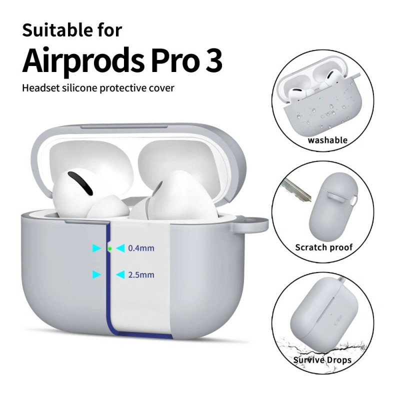 Capa Silicone Hook Tech-Protect para Apple AirPods Pro 3, cinzento Crayon