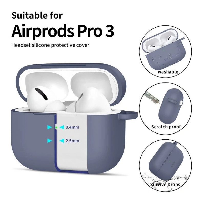 Capa Silicone Hook Tech-Protect para Apple AirPods Pro 3, Azul Bebé