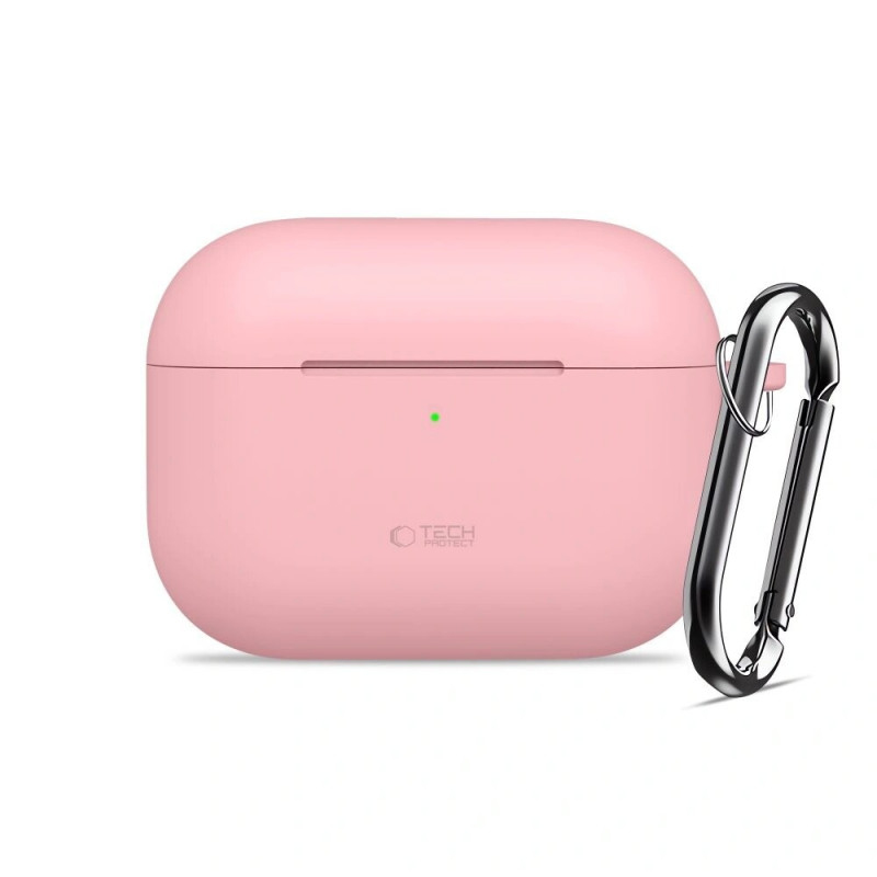 Capa com gancho em silicone Tech-Protect para Apple AirPods Pro 3 rosa