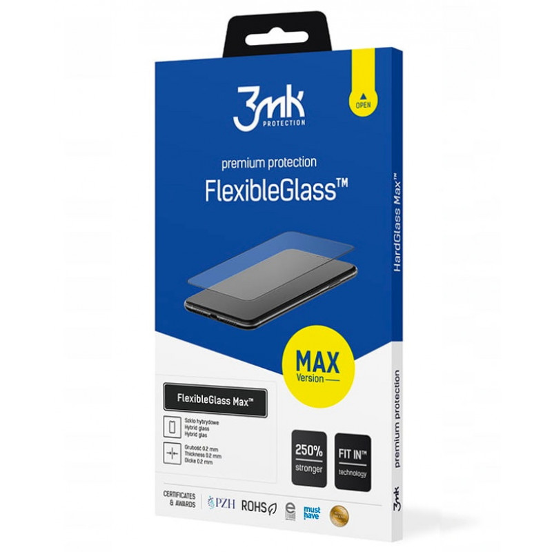 Vidro híbrido 3MK FlexibleGlass Max para Samsung Galaxy S22+, preto