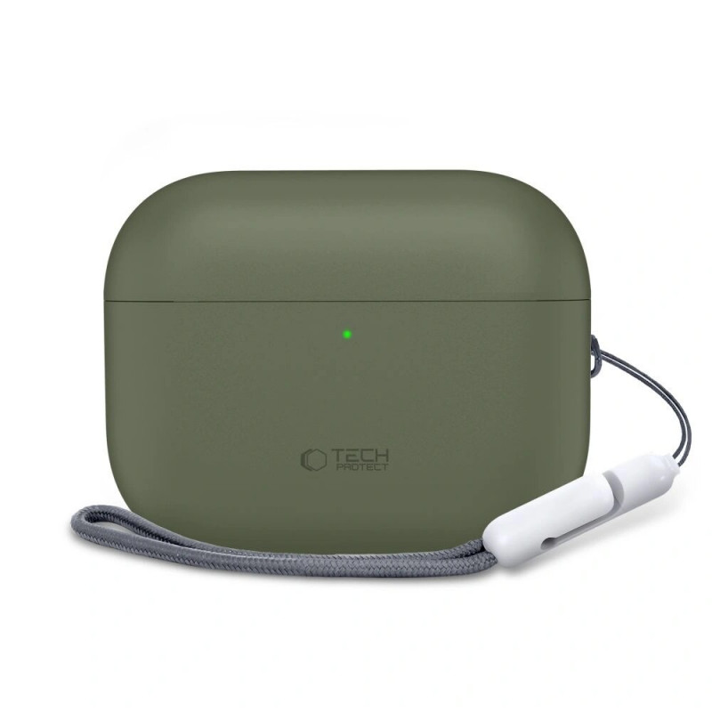 Capa de silicone Tech-Protect para Apple AirPods Pro 3 verde-oliva