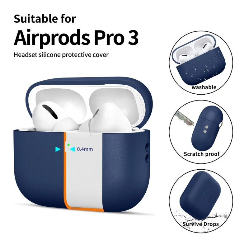 Capa de silicone Tech-Protect Apple AirPods Pro 3 azul-marinho