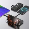 Wozinsky W11-B 10000mAh 10W Power Bank com cabos integrados e lanterna, preto
