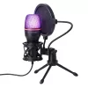 Microfone de estúdio para gaming com fio Wozinsky WM-W111 sobre suporte com retroiluminação RGB, preto