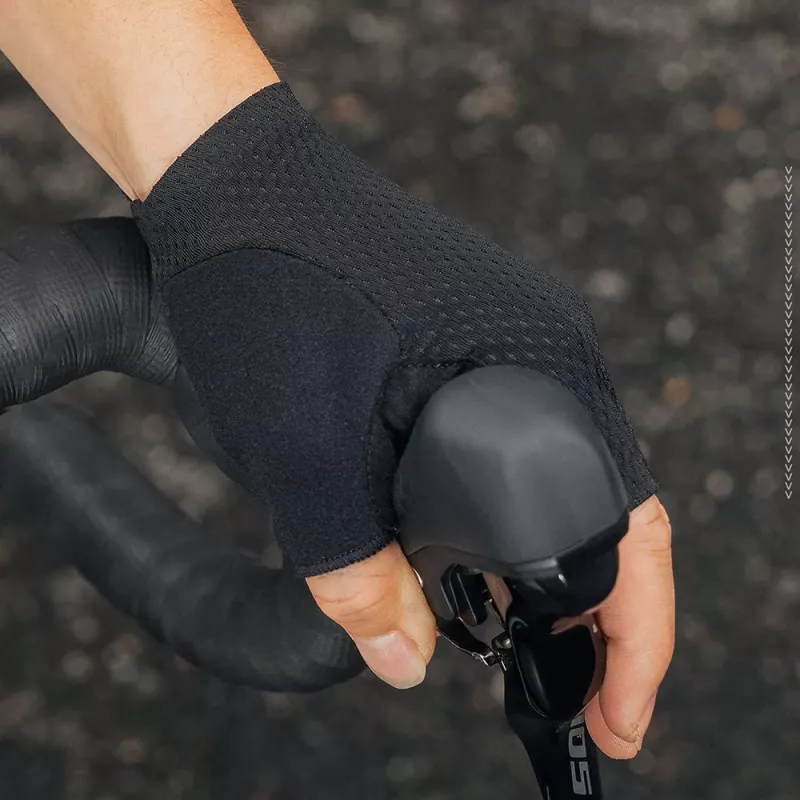 Luvas de ciclismo de dedos curtos Rockbros TLS004 ROAD TO SKY com amortecimento de choques S, pretas