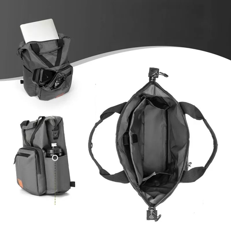 Mochila Rockbros H43 para bicicleta dobrável Brompton, cinzenta