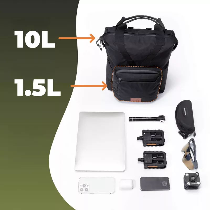 Mochila Rockbros H43 para bicicleta dobrável Brompton, cinzenta
