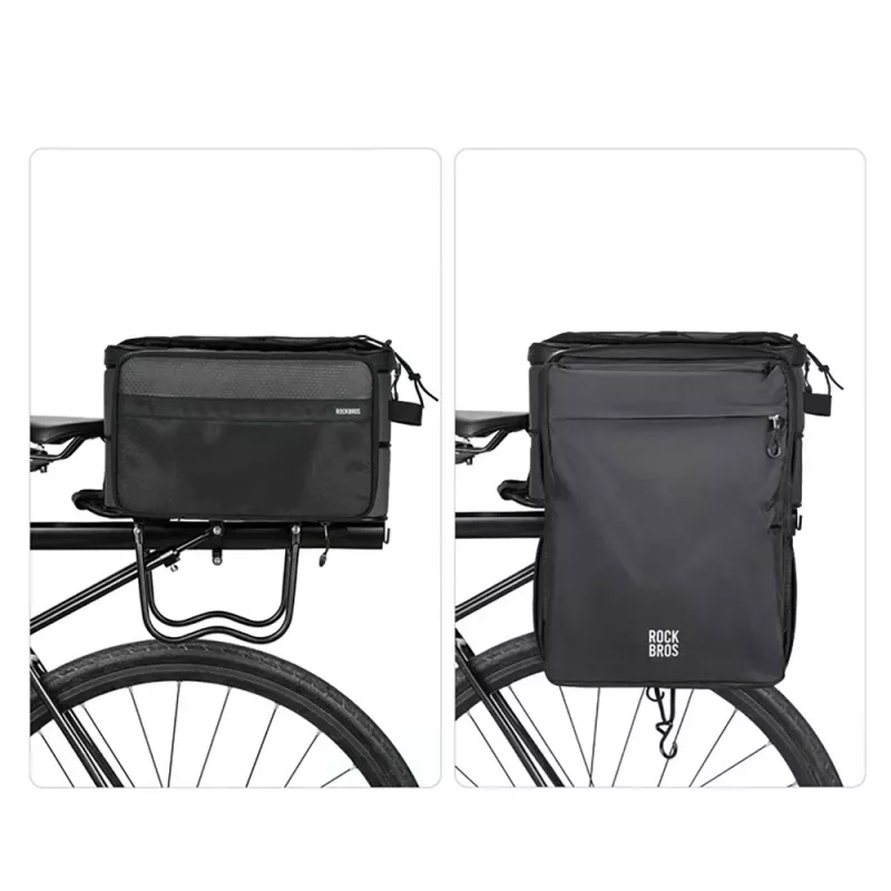 Saco de bicicleta dobrável Rockbros A30 ROAD TO SKY para bagageiro 15–30 L, preto