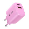 Tech-Protect NCA30 Carregador de rede USB-A, USB-C PD 30W / QC3.0 rosa bebé
