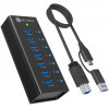 ICY BOX IB-AC618a Hub USB 3.2 Gen 2 de 7 portas, alumínio, 12 V