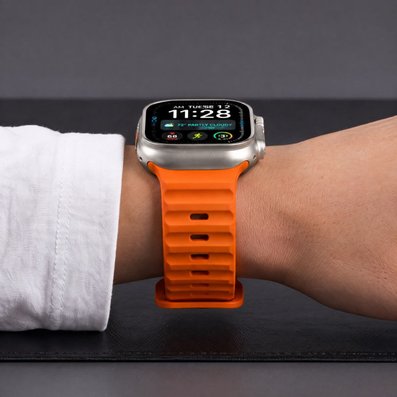 Pulseira Tech-Protect Silicone Line para Apple Watch 8 / 9 / 10 / 11 / 12 / SE / Ultra 44/45/46/49 mm, Laranja