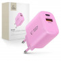 Carregador de parede Tech-Protect NCA20 USB-A / USB-C PD 20W / QC3.0, rosa bebé