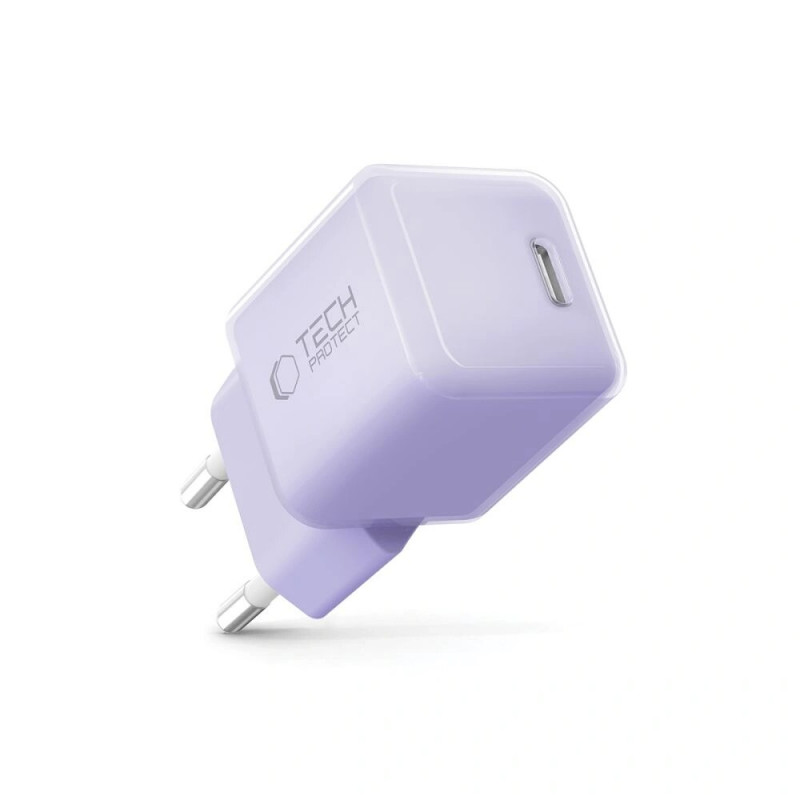 Carregador de parede USB-C Tech-Protect NCM25 PD 25W, Baby Purple