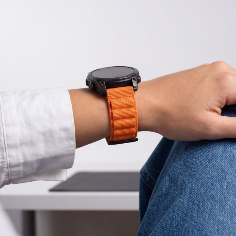 Pulseira Tech-Protect Nylon Pro THP6037 para Garmin Fenix 5X / 5X Plus / 6X / 6X Pro / 7X / 8 / 8 Pro / 9 / 9 Pro (51 mm), laranja