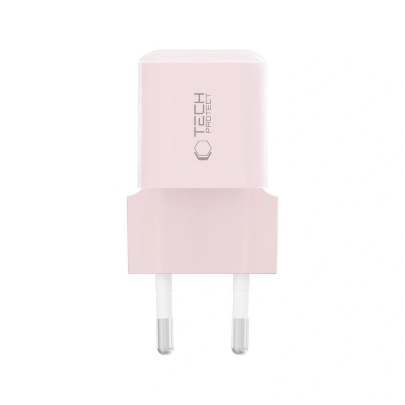 Carregador de parede Tech-Protect NCM25 USB-C PD 25W, rosa-claro