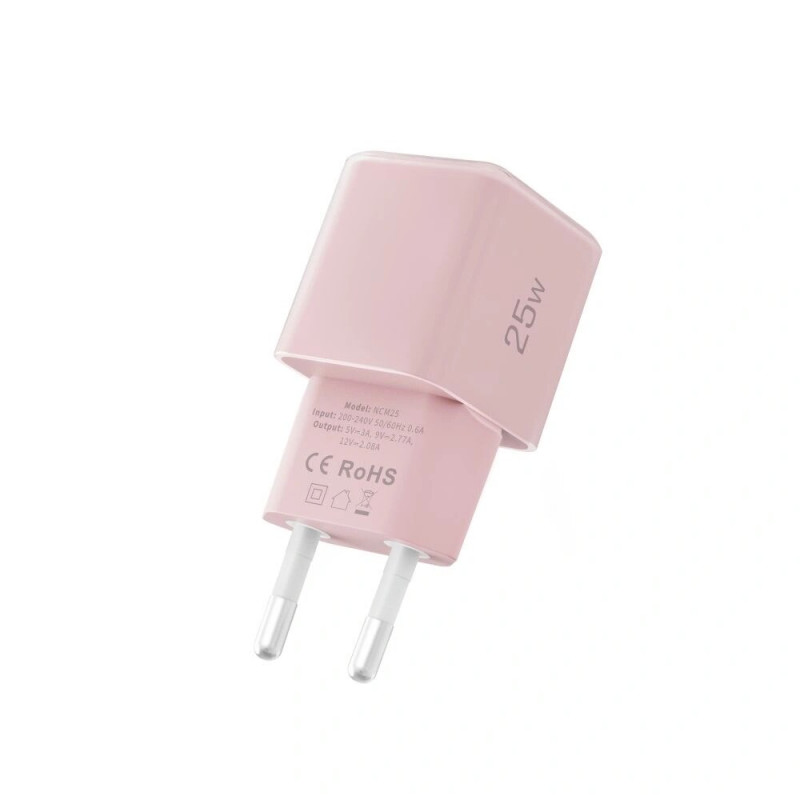 Carregador de parede Tech-Protect NCM25 USB-C PD 25W, rosa-claro