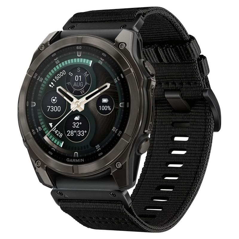 Pulseira de relógio Tech-Protect Nylon Classic para Garmin Fenix 5X / 5X Plus / 6X / 6X Pro / 7X / 8 / 8 Pro / 9 / 9 Pro 47 mm, preta