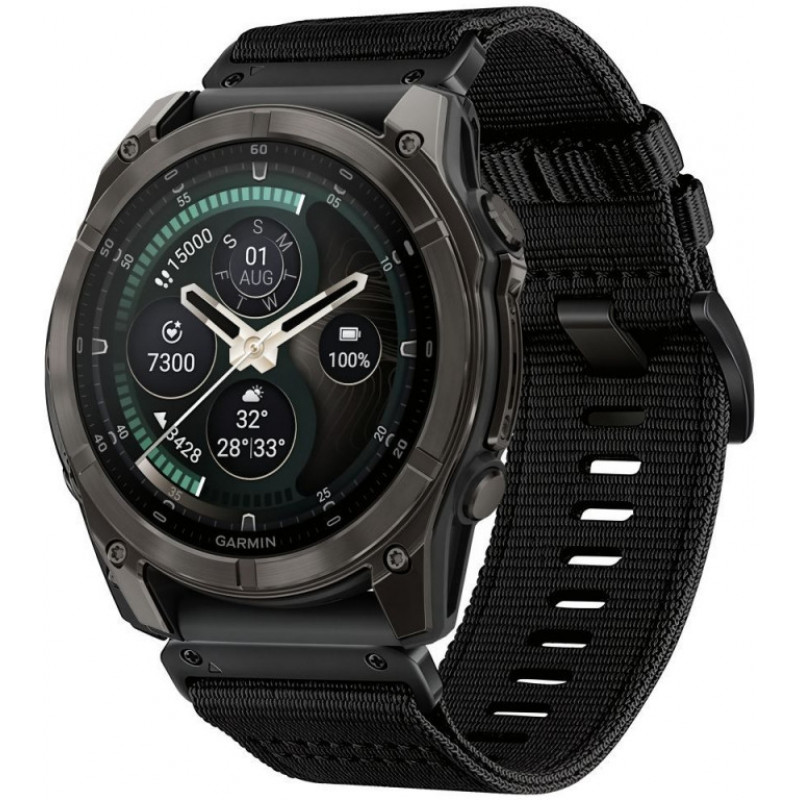 Pulseira de relógio Tech-Protect Nylon Classic para Garmin Fenix 5X / 5X Plus / 6X / 6X Pro / 7X / 8 / 8 Pro / 9 / 9 Pro 47 mm, preta
