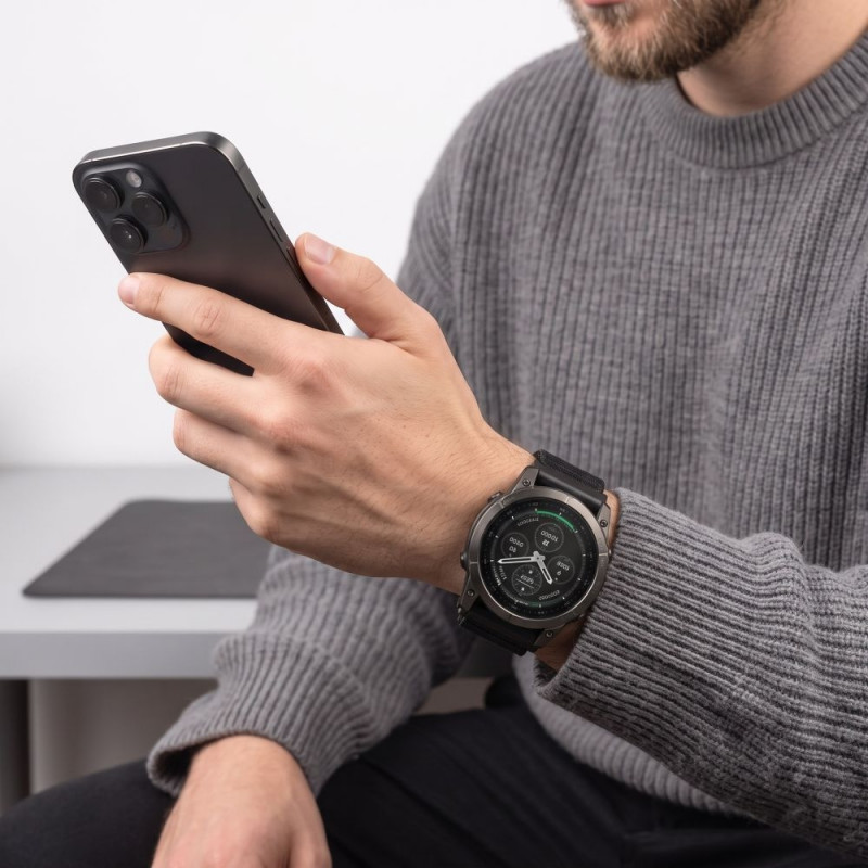 Pulseira de relógio Tech-Protect Nylon Classic para Garmin Fenix 5X / 5X Plus / 6X / 6X Pro / 7X / 8 / 8 Pro / 9 / 9 Pro 47 mm, preta