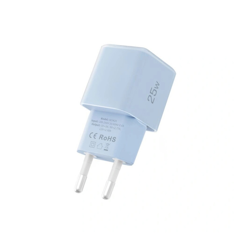 Carregador de parede Tech-Protect NCM25 USB-C PD 25W, azul-claro