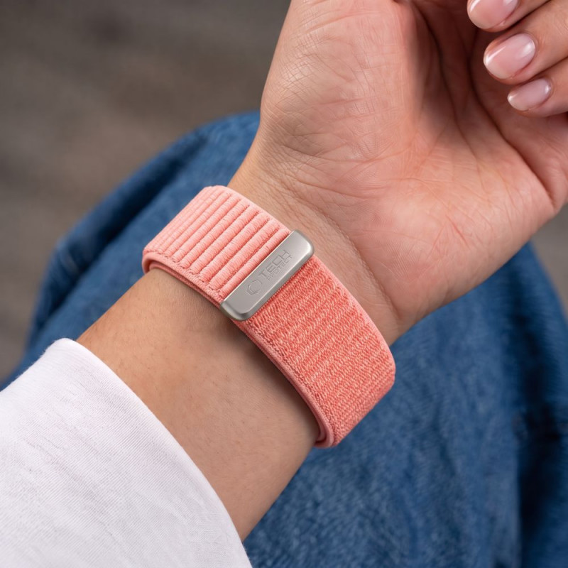 Pulseira Tech-Protect NylonLoop para Apple Watch 8 / 9 / 10 / 11 / 12 / SE (40 / 41 / 42 mm), rosa blush