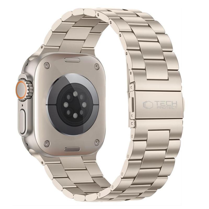 Pulseira Tech-Protect Stainless em aço inoxidável para Apple Watch 8 / 9 / 10 / 11 / 12 / SE / Ultra (44 / 45 / 46 / 49 mm), Starlight