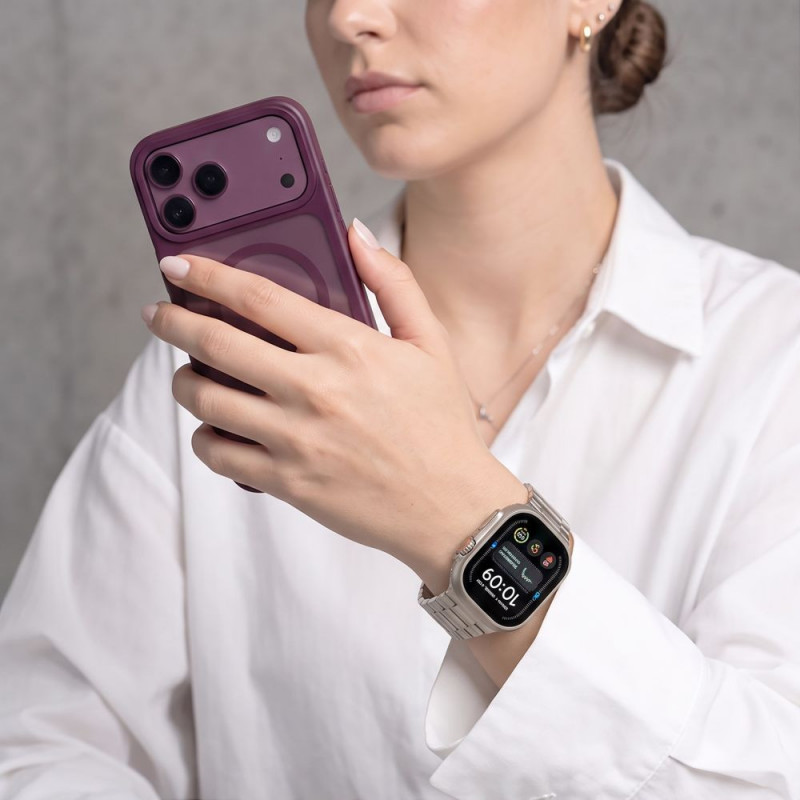Pulseira Tech-Protect Stainless em aço inoxidável para Apple Watch 8 / 9 / 10 / 11 / 12 / SE / Ultra (44 / 45 / 46 / 49 mm), Starlight
