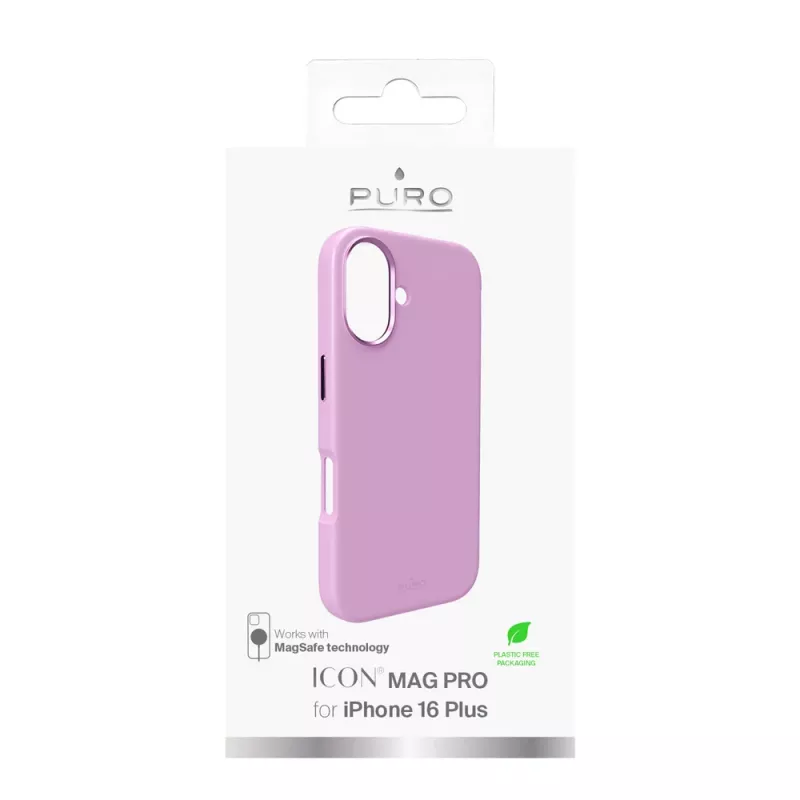 Capa de silicone MagSafe Puro Icon Mag Pro para iPhone 16 Plus, rosa