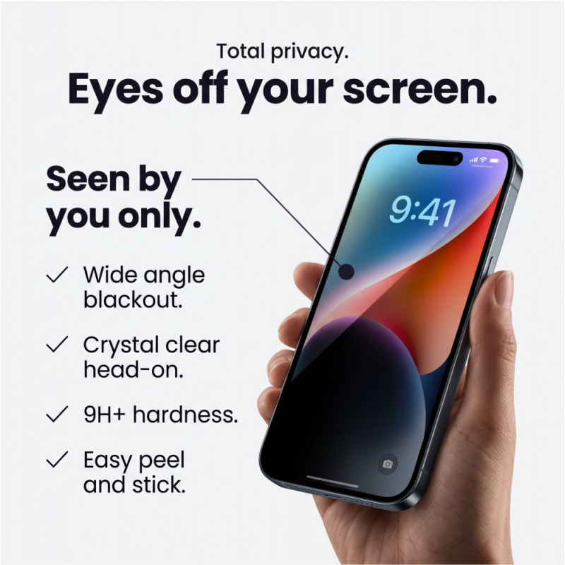 Película de vidro temperado de privacidade Tech-Protect Glass SPY+ para Apple iPhone 18 Pro Max (2 unid.)