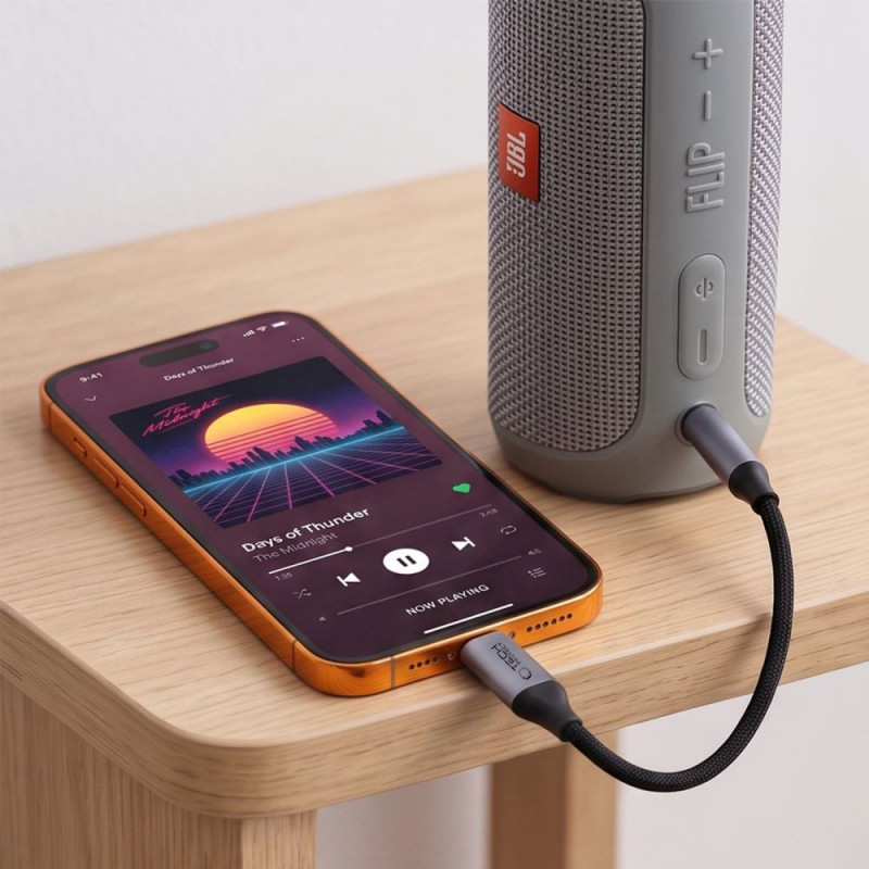 Adaptador DAC Tech-Protect Ultraboost USB-C para Mini Jack 3,5 mm, cinzento ferro