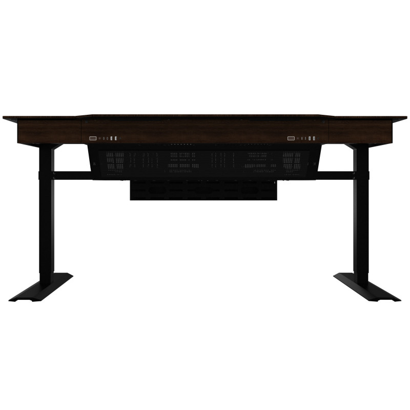 Lian Li DK07 Desk Case Wood Edition, compatível com dois sistemas, 2x E-ATX, altura ajustável, nogueira / preto