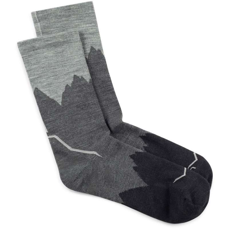 Meias de cano alto Buff Merino Lightweight Crew Sock LWC3, pretas, L