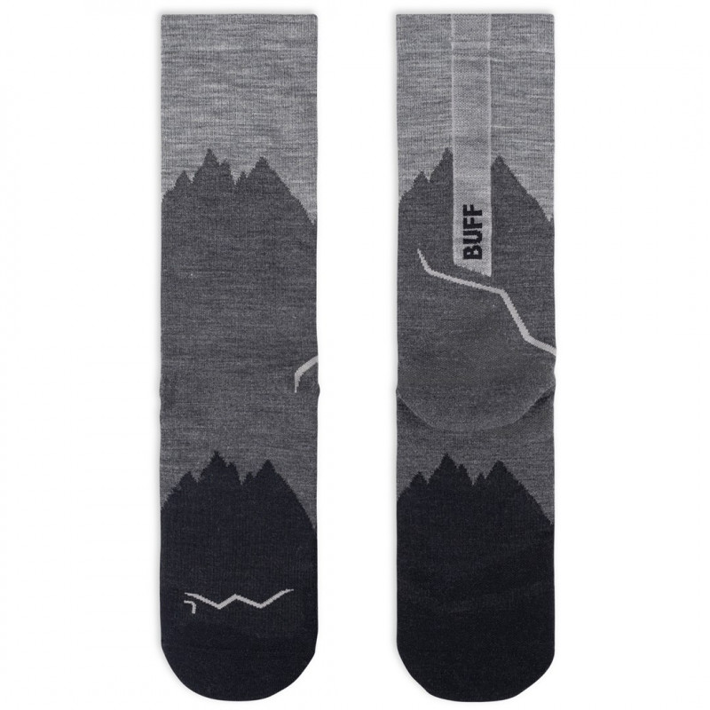 Meias de cano alto Buff Merino Lightweight Crew Sock LWC3, pretas, L