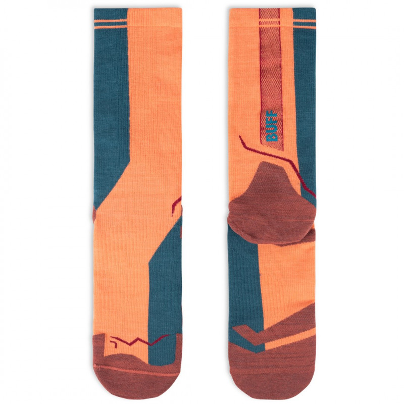Meias de cano alto Buff Merino Lightweight Crew LWC4, Flamingo, L