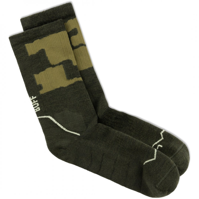 Meias Buff Merino MW Crew MWC2, verde escaravelho, L