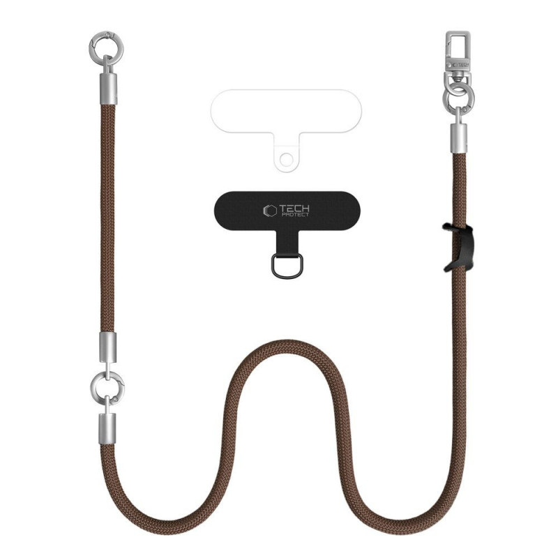 Conjunto de alça de corda crossbody e de pulso Tech-Protect C10S, castanho-nogueira/titânio