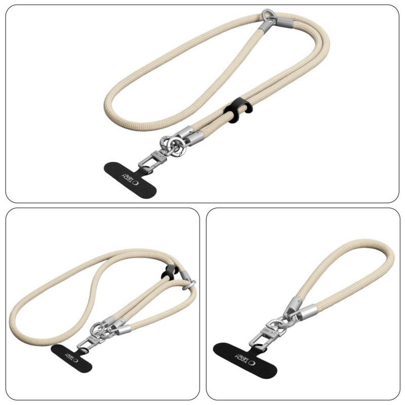 Conjunto de alça de corda crossbody e de pulso Tech-Protect C10S, bege-deserto/titânio