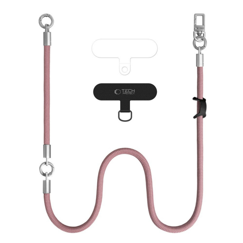 Conjunto de alça de corda crossbody e de pulso Tech-Protect C10S, Dusty Rose/Titanium