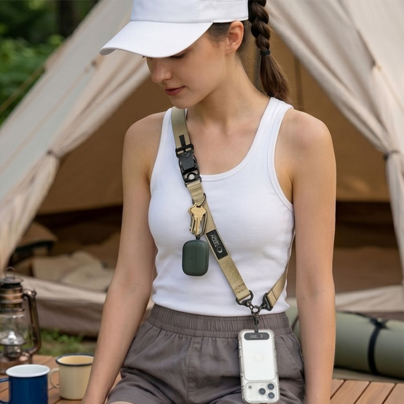 Tech-Protect C9S Rope Crossbody correia para telemóvel, bege siena