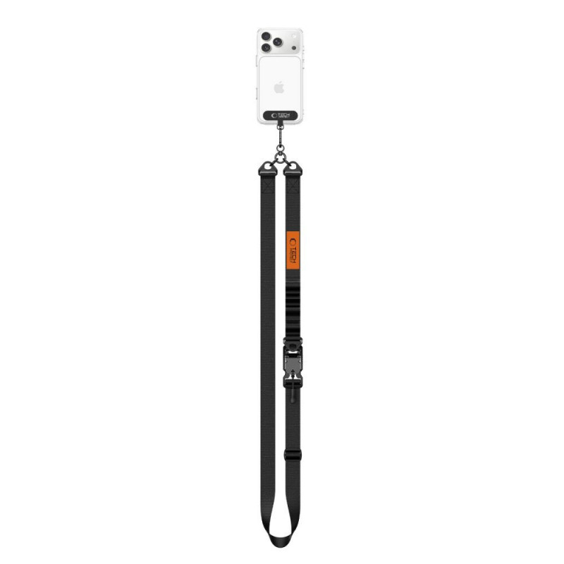 Correia de telemóvel cruzada Tech-Protect C9S Rope, preta/laranja