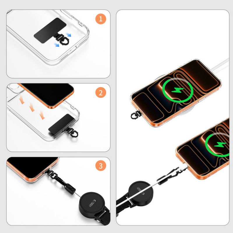 Suporte de telemóvel antifurto Tech-Protect UrbanLoop com cabo de aço retrátil, preto