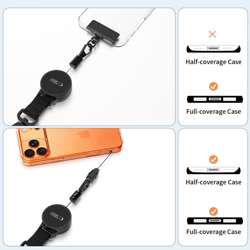 Suporte de telemóvel antifurto Tech-Protect UrbanLoop com cabo de aço retrátil, preto