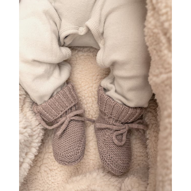 Pantufas de bebé Lodger Slipper Folklore em lã merino, Buffalo, 0-6 m (SLM 535_0-6)