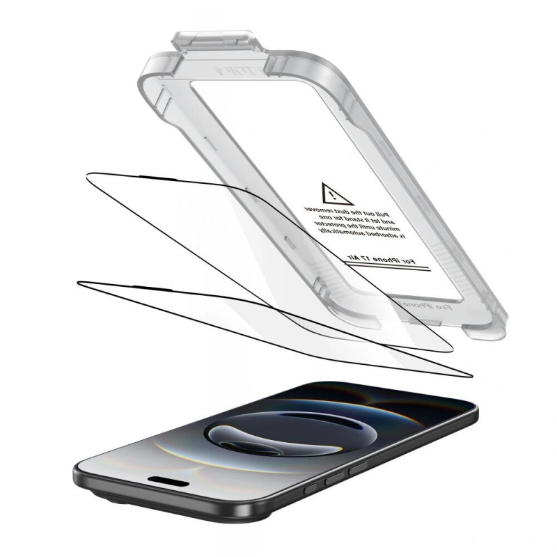 Protetor de ecrã em vidro temperado Tech-Protect Quick Set+ para Apple iPhone Air, preto (2 un.)