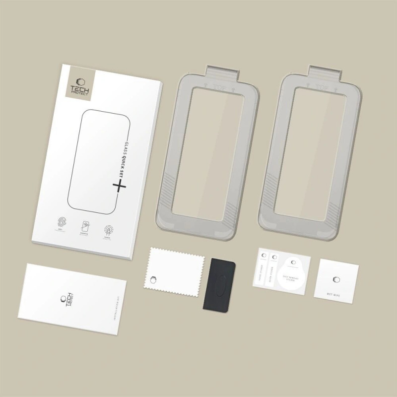 Protetor de ecrã em vidro temperado Tech-Protect Quick Set+ para Apple iPhone Air, preto (2 un.)