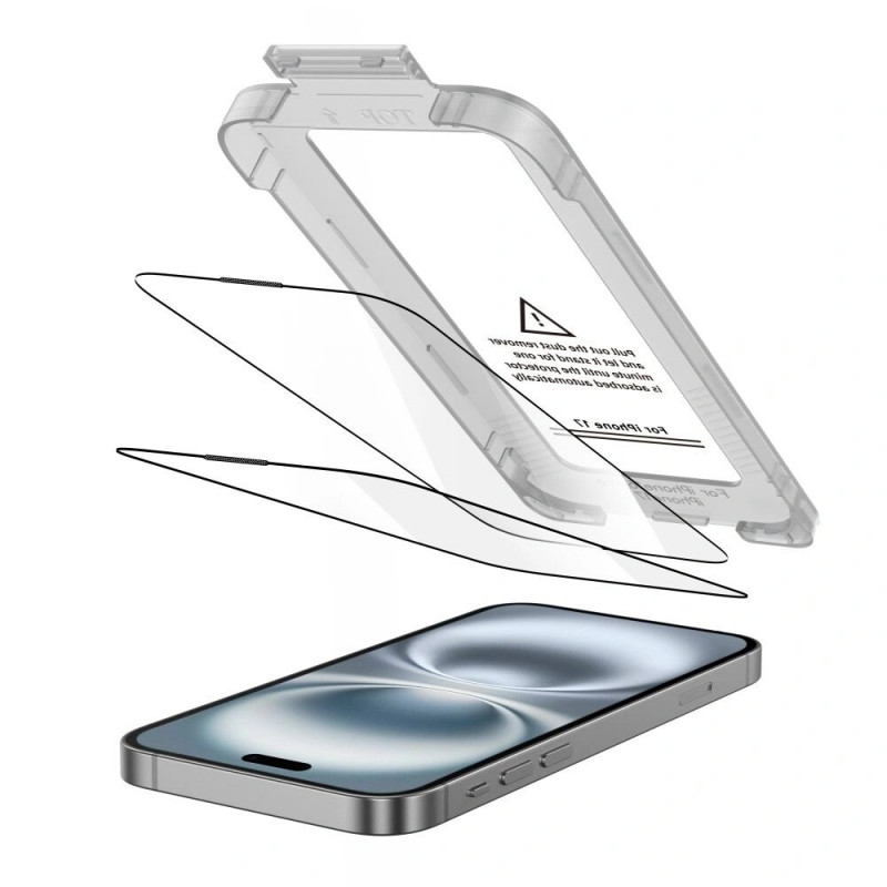 Tech-Protect Quick Set+ THP4498 Protetor de ecrã em vidro temperado para Apple iPhone 17, preto (2 un.)