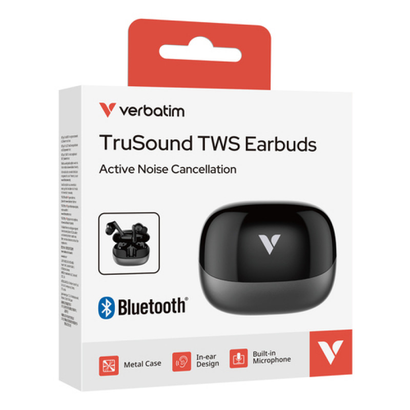Auscultadores intra-auriculares Verbatim TruSound com ANC, pretos
