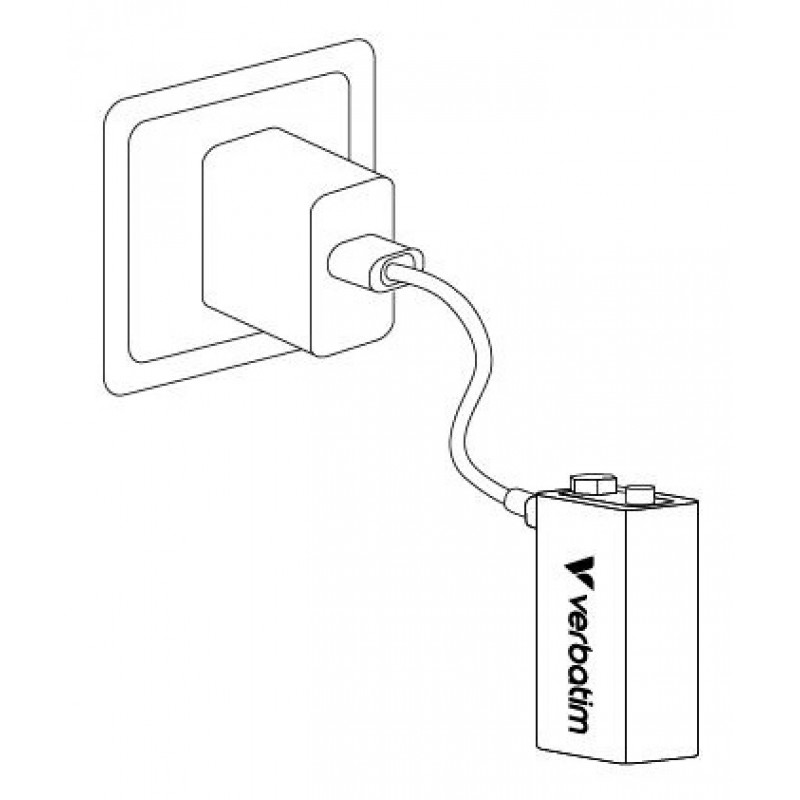 Bateria recarregável USB-C Li-ion 9V 335 mAh Verbatim 30251 (1 un.)